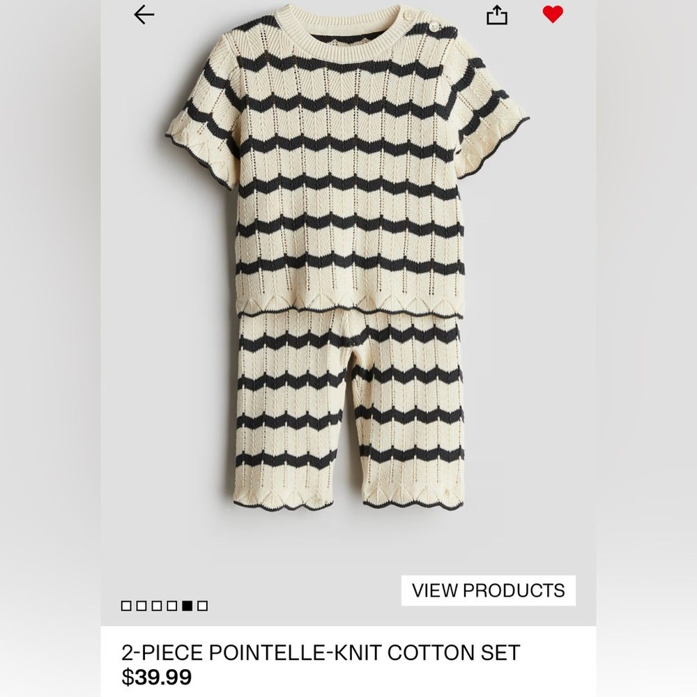 H&M Black and Cream Wavy Stripe Set